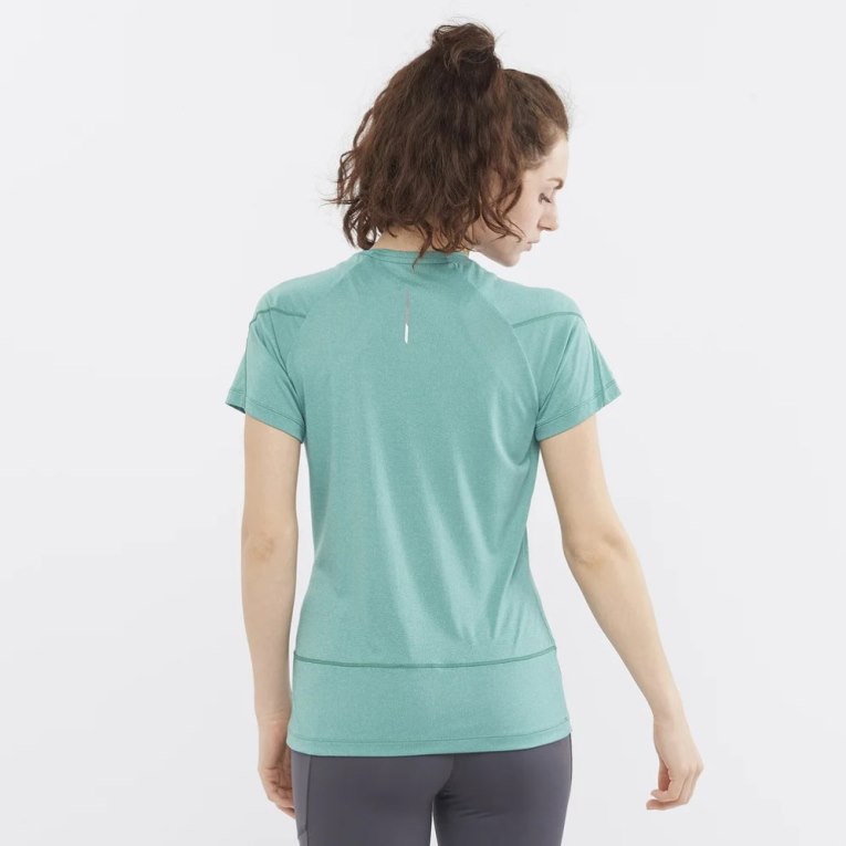 Turquoise Salomon Cross Run Short Sleeve Women's T-Shirts | PH 58206N